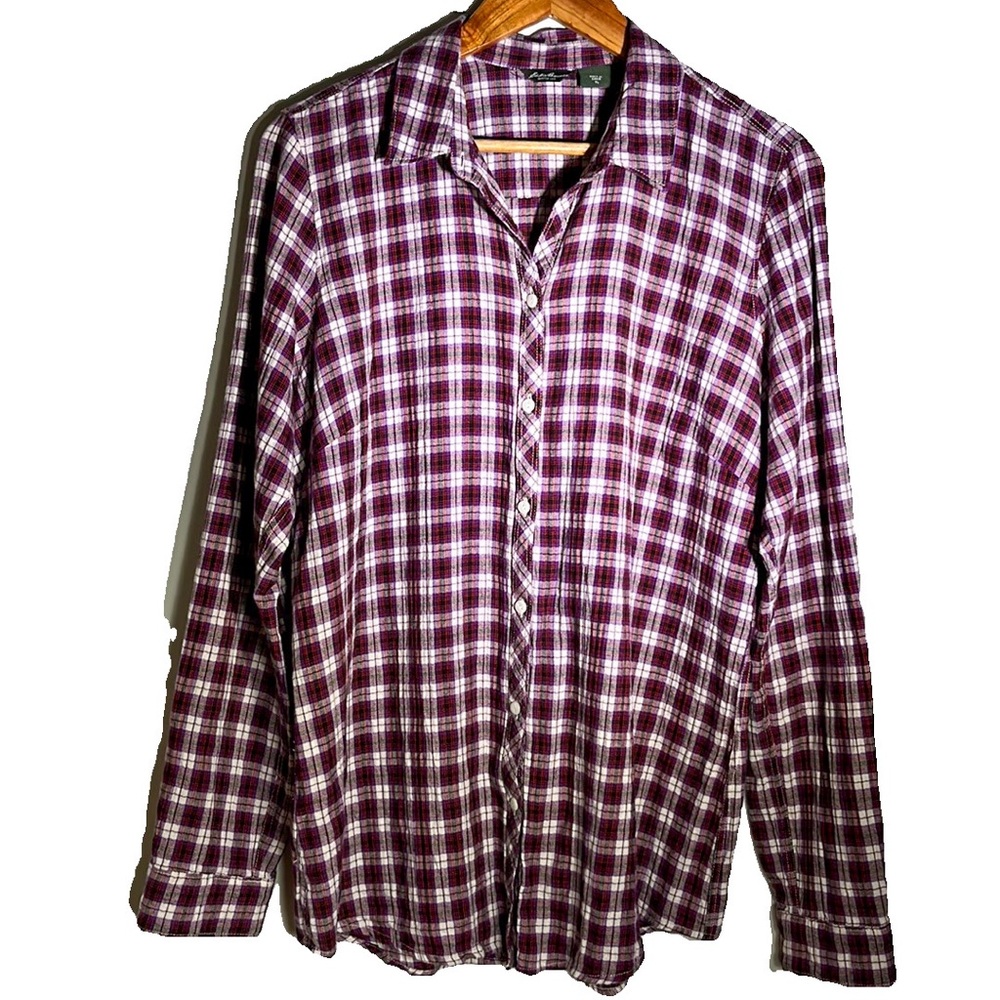 Eddie Bauer Women’s Classic Plaid TL Shirt Size M
